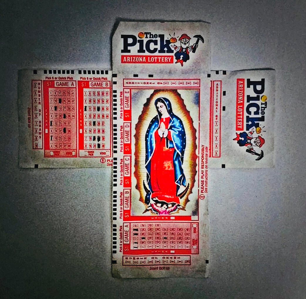 Arrangement of two Arizona lottery tickets